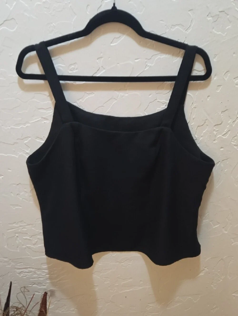 3/$10 Square Neck Dressy Side Zip Black Cropped Tank Top - Picture 4 of 6
